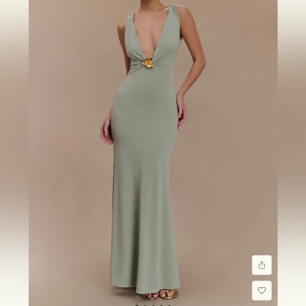 Meshki Green Plunge Neck Dress